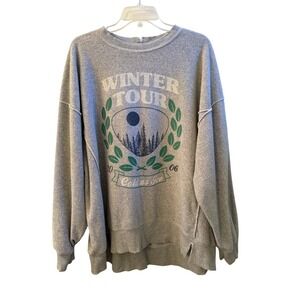 Aerie Winter Tour 2006 Cold as Ice Oversized Sweatshirt Grey Distressed Large